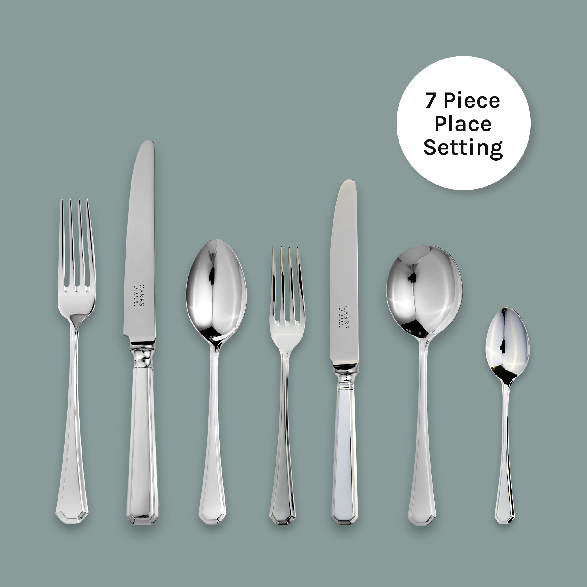 Silverware Set, Cutlery Set 18/10 Stainless Steel Dinnerware Set 並行輸入品 Baguette Silver Plated 7 Piece Cutlery Set