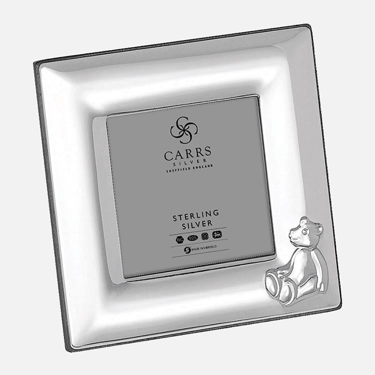 Child's Bear Photo Frame Wood Back Sterling Silver | Carrs Silver