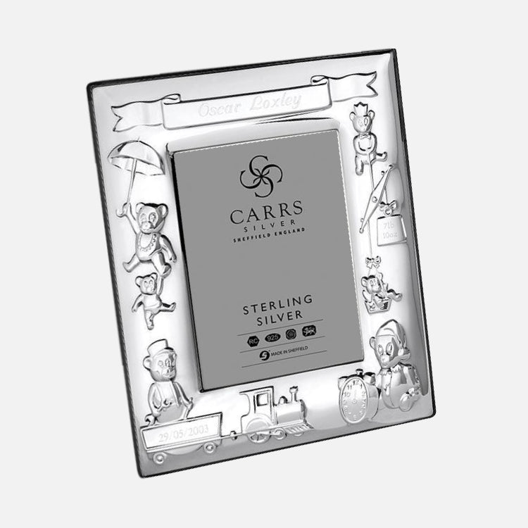 Child's Christening Photo Frame Wood Back Sterling Silver | Carrs