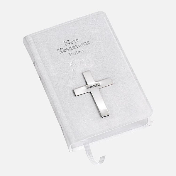 White New Testament Bible With Sterling Silver Cross