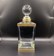 Load image into Gallery viewer, SALE - Spirit Decanter With Decorative Ornate Silver Bands In Gold

