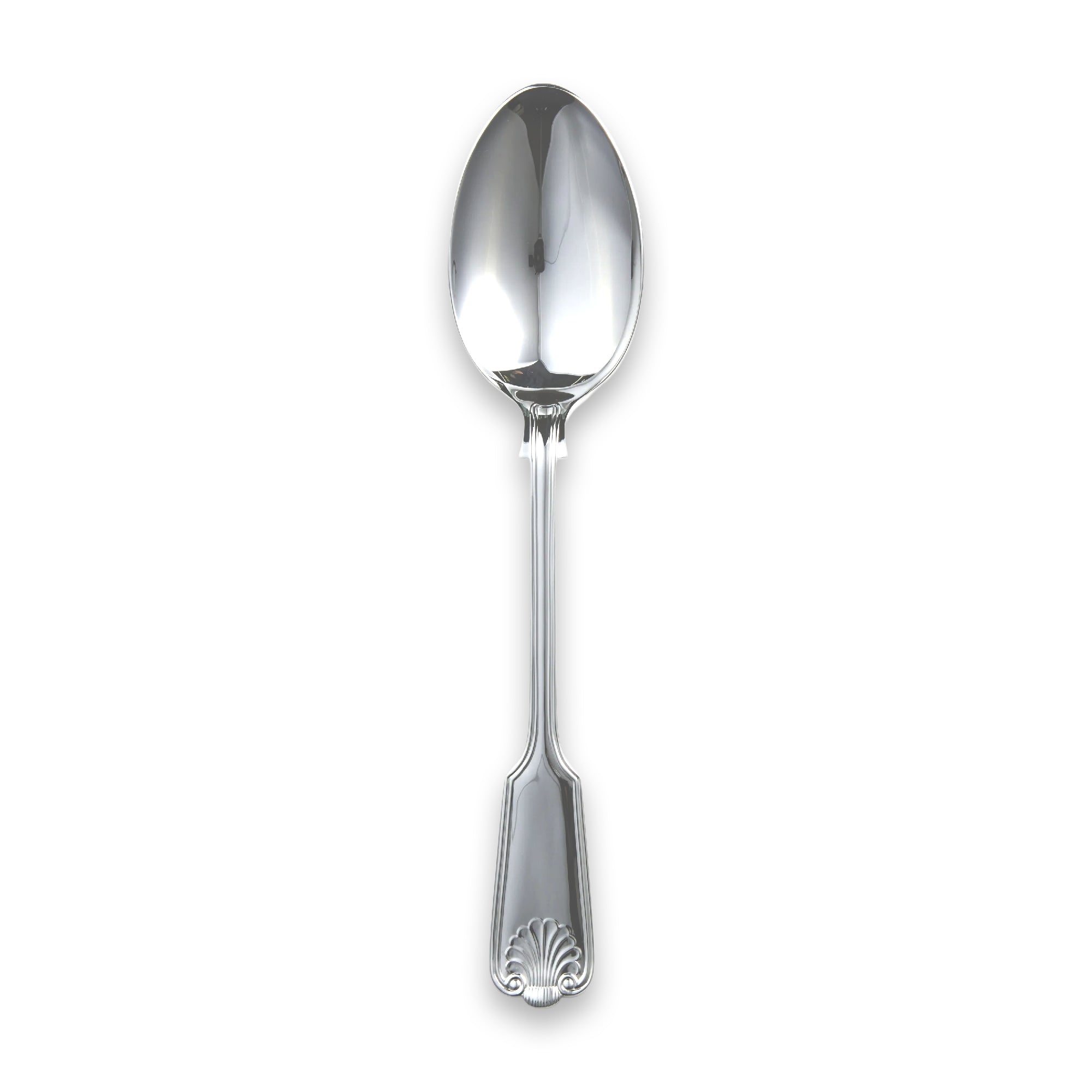 Ferfle Spoon Fiddle Thread & Shell Large Serving Spoon | Carrs Silver