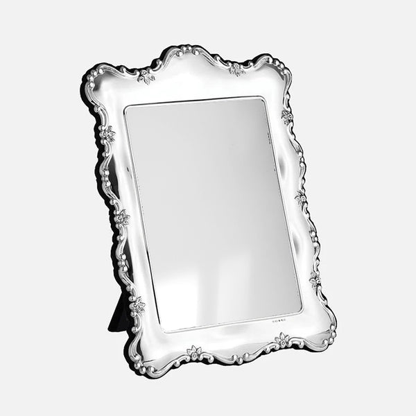 Floral Edge Sterling Silver Mirror