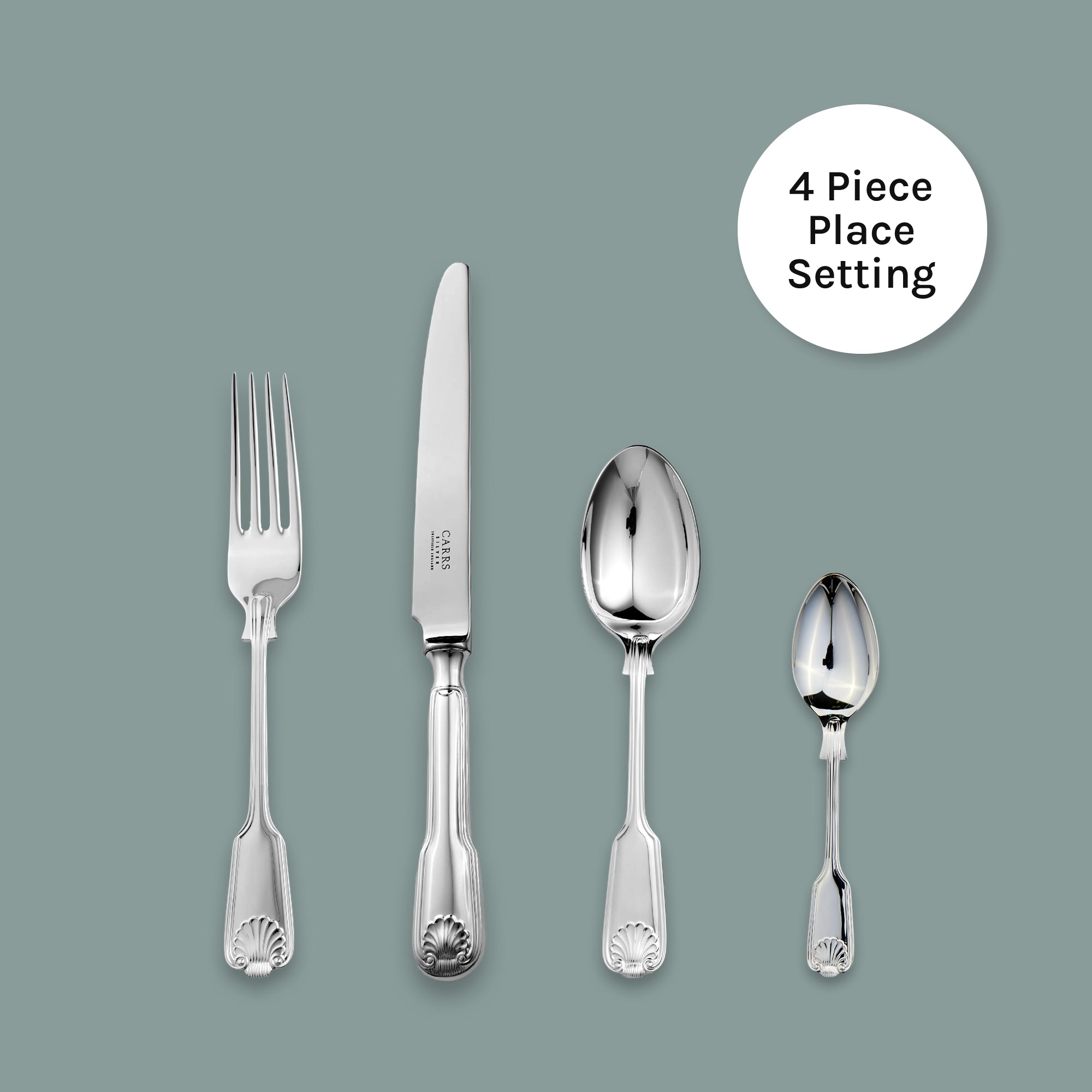 Fiddle Thread & Shell Cutlery 4 Piece Place Setting – Carrs Silver