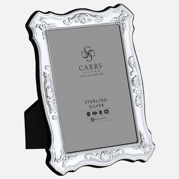 Traditional Sterling Silver Photo Frame With Grey Velvet Back