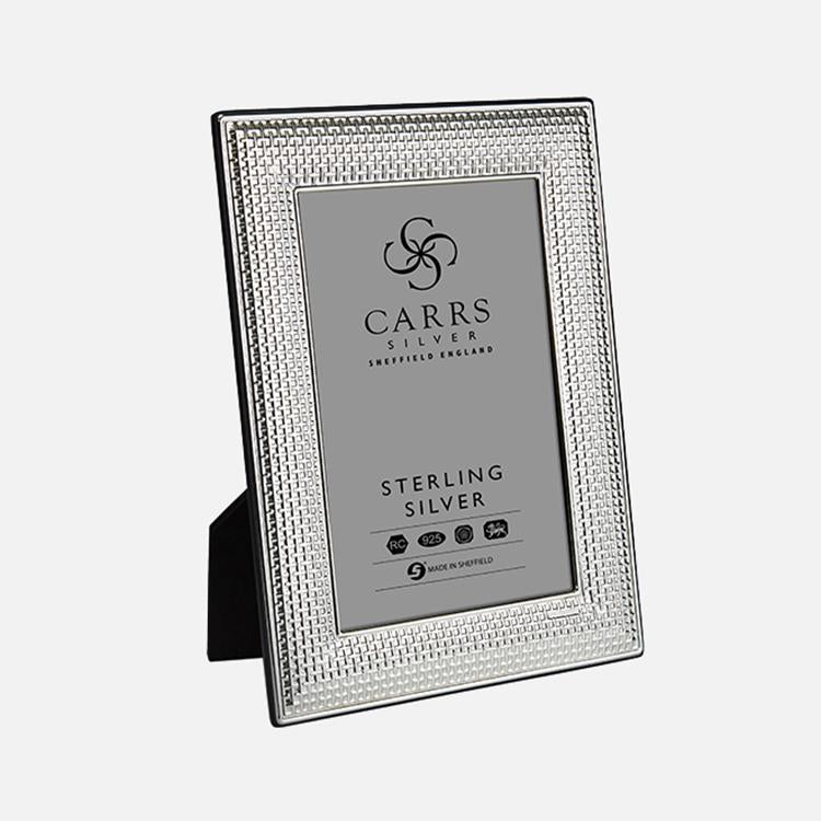 Cross Stitch Photo Frame Black Wood Back Sterling Silver | Carrs Silver