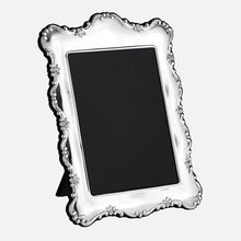 Load image into Gallery viewer, Floral Edge Sterling Silver Photo Frame With Grey Velvet Back
