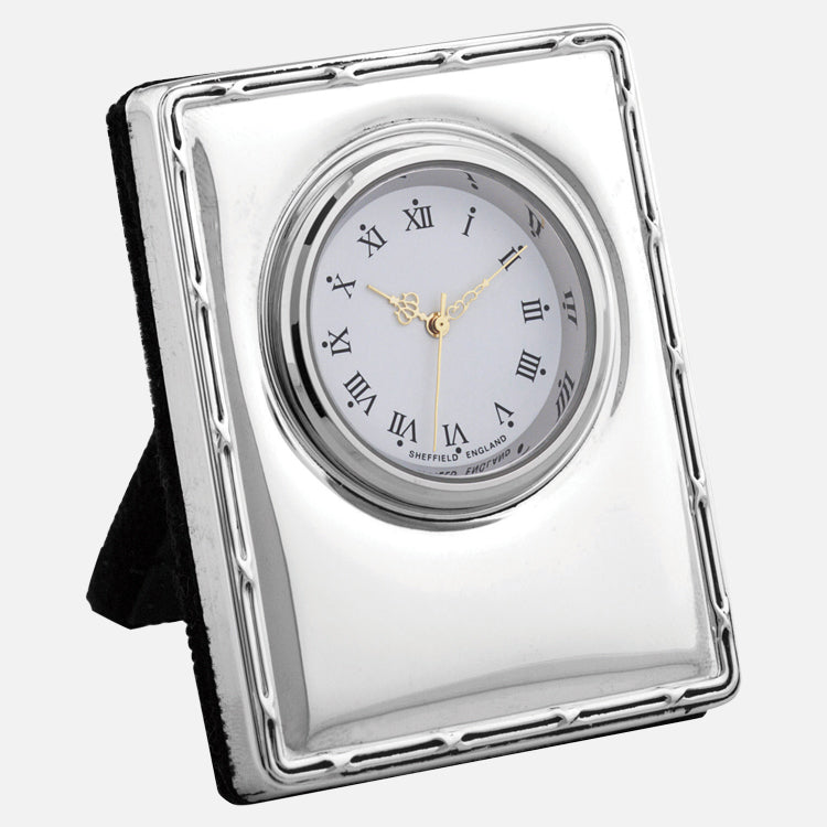 Sterling Silver Clock Reed & Ribbon Design With Grey Velvet Back ...