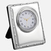 Mini Sterling Silver Clock Reed & Ribbon Design With Grey Velvet Back