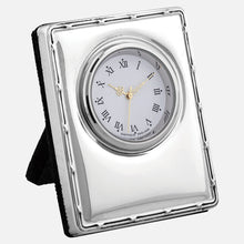 Load image into Gallery viewer, Mini Sterling Silver Clock Reed &amp; Ribbon Design With Grey Velvet Back
