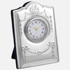 Mini Sterling Silver Clock Regency Design With Grey Velvet Back