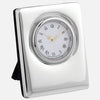 Mini Sterling Silver Clock Plain Design With Grey Velvet Back