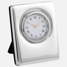Load image into Gallery viewer, Mini Sterling Silver Clock Plain Design With Grey Velvet Back
