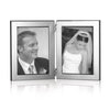 Double Sterling Silver Photo Frame 5" x 3.5" Wood Back