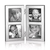 Double Multi Aperture Sterling Silver Photo Frame 2" x 2" Wood Back