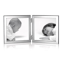 Load image into Gallery viewer, Double Square Sterling Silver Photo Frame 4&quot; x 4&quot; With Wood Back
