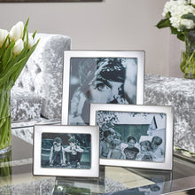 Load image into Gallery viewer, Plain Sterling Silver Photo Frame With Grey Velvet Back
