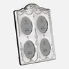 Traditional Multi Aperture Sterling Silver Photo Frame With Grey Velvet Back
