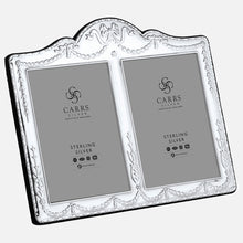 Load image into Gallery viewer, Traditional Double 5&quot; x 3.5&quot; Sterling Silver Photo Frame With Grey Velvet Back

