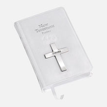 Load image into Gallery viewer, White New Testament Bible With Sterling Silver Cross
